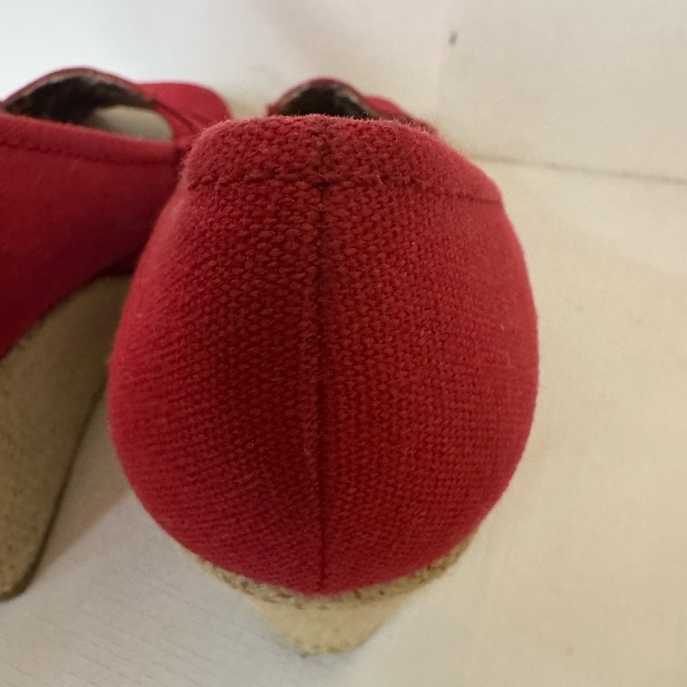 Faded Glory Women's Red Peep Toe Shoes Size 7 Fast Shipping Y2K Vintage - Picture 6 of 16